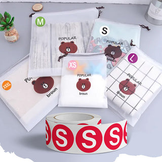 Clothing Size Label Stickers – Circular Adhesive Size Tags for Apparel, Shoes & Caps (Roll)