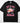 LET'S GO GIRLS DTF transfer on black Comfort Colors t-shirt with pink cowhide cowboy hat, denim star background, and yellow sparkle stars