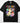 Retro teacher DTF transfer on black Comfort Colors t-shirt with colorful groovy school design