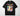 Retro teacher DTF transfer on black Comfort Colors t-shirt with colorful groovy school design