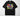 Bruh We Back Teacher DTF transfer on black Comfort Colors t-shirt with colorful bubble letters, peace signs, and lightning bolts