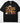 Stay Calm and Cowgirl On DTF transfer on black Comfort Colors t-shirt featuring realistic cowgirl with white hat and brown horse illustration
