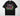 COW GIRL DTF transfer on black Comfort Colors t-shirt with cowhide print, pink text, lightning bolt, pink flowers, and desert cacti on grass
