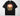 Feel The Sunset Desert Vibes DTF transfer on black Comfort Colors t-shirt with circular desert scene showing orange sunset, red rock formations, saguaro cacti, and sunflowers
