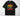 Black t-shirt with retro bubble letter design reading NO SUGAR BLACK NO CREAM in Pan-African red yellow green colors with stars and rainbow swooshes on Comfort Colors blank