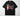 Peace Out Cowboy DTF transfer on black Comfort Colors t-shirt featuring detailed peace sign hand with alternating pink and teal nail polish, beaded bracelets with peace charm, retro pink bubbly typography, teal lightning bolts, rustic horseshoes, and scattered black stars