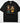 Western Charm DTF transfer on black Comfort Colors t-shirt featuring cute chibi-style cowboy holding revolver and blonde cowgirl in yellow skirt with bold cartoon outlines