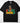 Black t-shirt with bold BLACK OWNED text in Pan-African red green yellow colors featuring brown raised fist with gold crown and broken silver chains on Comfort Colors blank"