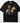 True Grit vintage western DTF transfer on black Comfort Colors t-shirt featuring cartoon cowboy with mustache leading white horse with turquoise mane

