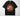 Hot Cowgirl Summer DTF transfer on black Comfort Colors oversized tee with cow-print cowboy hat and orange flames