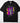 Let's go Girls DTF transfer on black Comfort Colors t-shirt with skeleton hand rock sign, pink-purple gradient leopard print, and yellow lightning bolts
