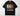 The End of Labor Is to Gain Leisure black t-shirt with vintage retro striped design featuring worker silhouettes and colorful vertical stripes on Comfort Colors blank