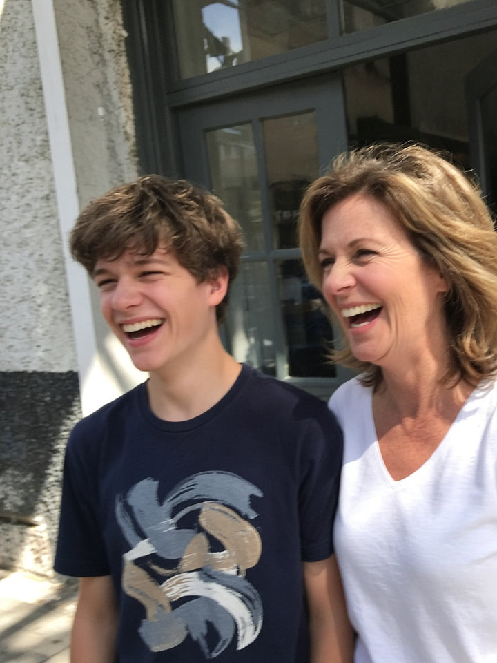Customers laughing in a printed tee